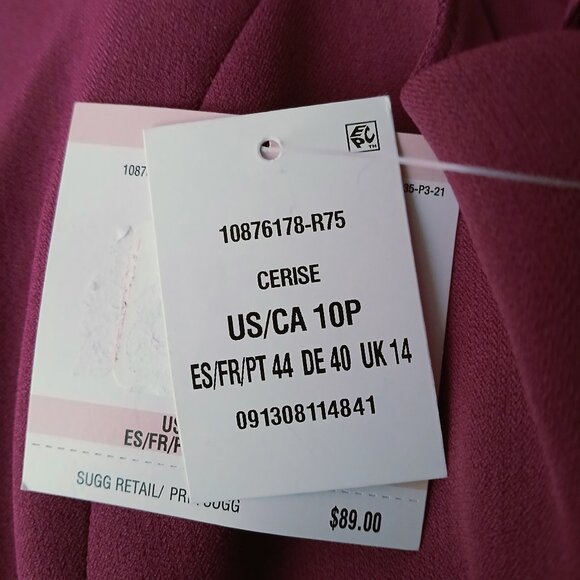 NWT Kasper Sheath Dress 10P Cerise Zip Back Lined - Picture 9 of 11